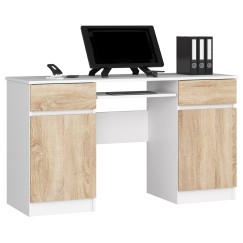 Bureau LINO Chêne 2 portes 2 tiroirs  5 étagères 135x50x77 cm