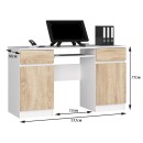 Bureau LINO Chêne 2 portes 2 tiroirs  5 étagères 135x50x77 cm