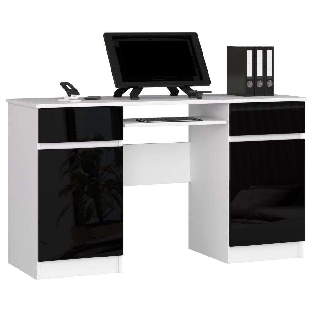 Bureau LINO Chêne 2 portes 2 tiroirs  5 étagères 135x50x77 cm