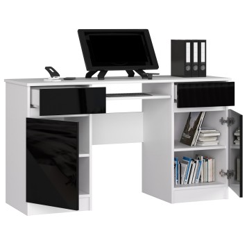 Bureau LINO Chêne 2 portes 2 tiroirs  5 étagères 135x50x77 cm