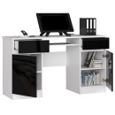 Bureau LINO Chêne 2 portes 2 tiroirs  5 étagères 135x50x77 cm