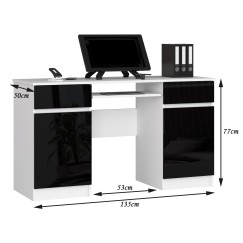 Bureau LINO Chêne 2 portes 2 tiroirs  5 étagères 135x50x77 cm
