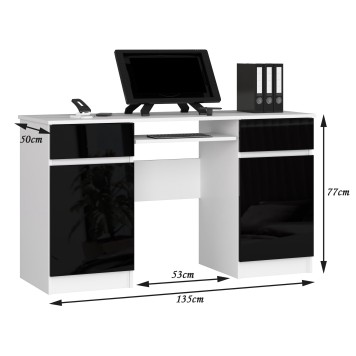 Bureau LINO Chêne 2 portes 2 tiroirs  5 étagères 135x50x77 cm