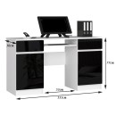 Bureau LINO Chêne 2 portes 2 tiroirs  5 étagères 135x50x77 cm