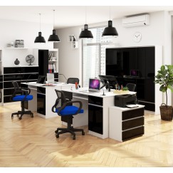 Bureau LINO Chêne 2 portes 2 tiroirs  5 étagères 135x50x77 cm