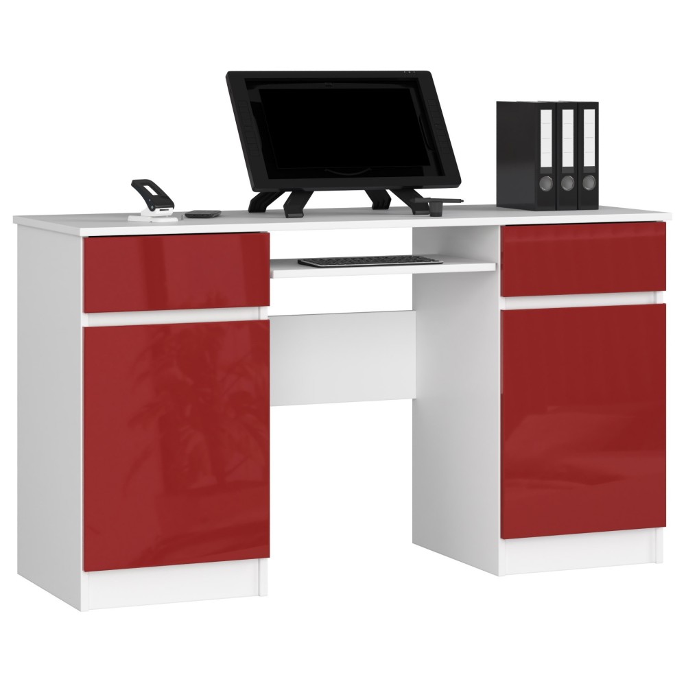 Bureau LINO Chêne 2 portes 2 tiroirs  5 étagères 135x50x77 cm
