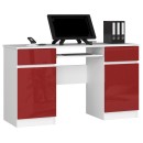 Bureau LINO Chêne 2 portes 2 tiroirs  5 étagères 135x50x77 cm