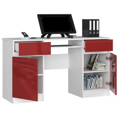 Bureau LINO Chêne 2 portes 2 tiroirs  5 étagères 135x50x77 cm