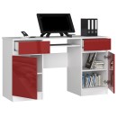 Bureau LINO Chêne 2 portes 2 tiroirs  5 étagères 135x50x77 cm