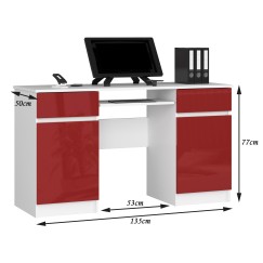 Bureau LINO Chêne 2 portes 2 tiroirs  5 étagères 135x50x77 cm