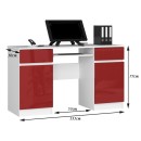 Bureau LINO Chêne 2 portes 2 tiroirs  5 étagères 135x50x77 cm