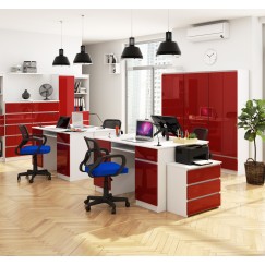 Bureau LINO Chêne 2 portes 2 tiroirs  5 étagères 135x50x77 cm