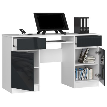 Bureau LINO Chêne 2 portes 2 tiroirs  5 étagères 135x50x77 cm