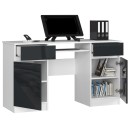 Bureau LINO Chêne 2 portes 2 tiroirs  5 étagères 135x50x77 cm