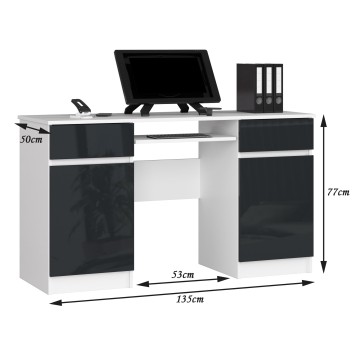 Bureau LINO Chêne 2 portes 2 tiroirs  5 étagères 135x50x77 cm