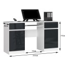Bureau LINO Chêne 2 portes 2 tiroirs  5 étagères 135x50x77 cm