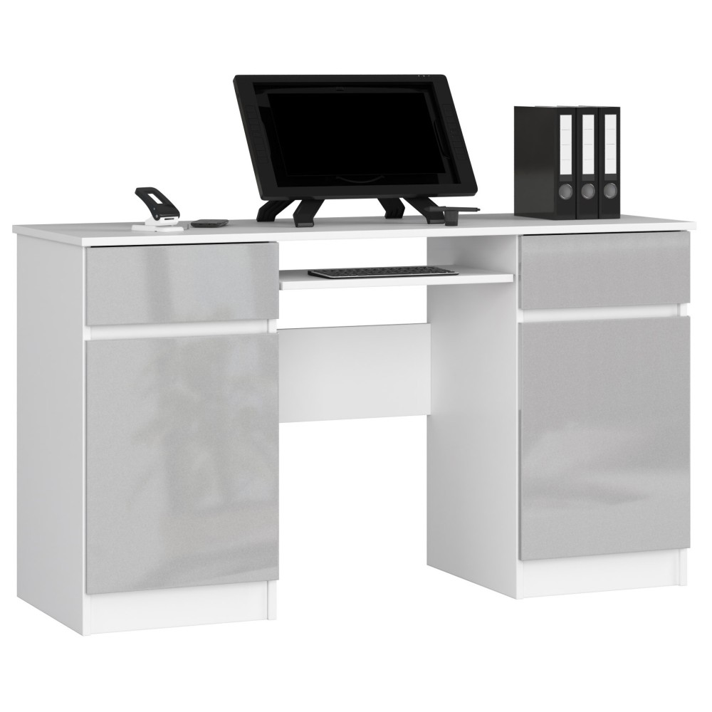 Bureau LINO Chêne 2 portes 2 tiroirs 5 étagères 135x50x77 cm Bureau LINO Chêne 2 portes 2 tiroirs 5 étagères 135x50x77 cm