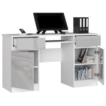 Bureau LINO Chêne 2 portes 2 tiroirs  5 étagères 135x50x77 cm