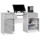 Bureau LINO Chêne 2 portes 2 tiroirs  5 étagères 135x50x77 cm