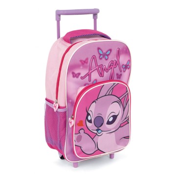 Disney Lilo and Stitch Pink Angel rolling preschool backpack, bag 36 cm