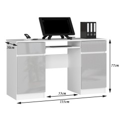 Bureau LINO Chêne 2 portes 2 tiroirs  5 étagères 135x50x77 cm