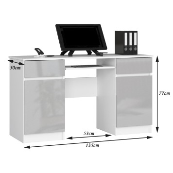 Bureau LINO Chêne 2 portes 2 tiroirs  5 étagères 135x50x77 cm