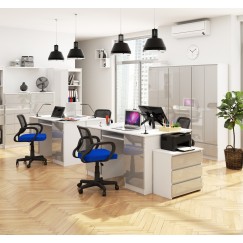 Bureau LINO Chêne 2 portes 2 tiroirs  5 étagères 135x50x77 cm