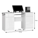 Bureau LINO Chêne 2 portes 2 tiroirs  5 étagères 135x50x77 cm