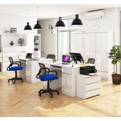 Bureau LINO Chêne 2 portes 2 tiroirs  5 étagères 135x50x77 cm