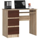 Bureau RICCI Gauche Marron Bois MDF 3 tiroirs  1 étagère 90x50x77 cm