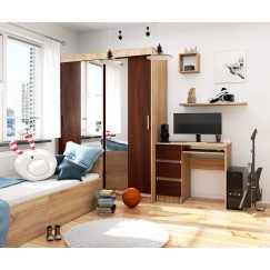 Bureau RICCI Gauche Marron Bois MDF 3 tiroirs  1 étagère 90x50x77 cm