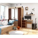 Bureau RICCI Gauche Marron Bois MDF 3 tiroirs  1 étagère 90x50x77 cm