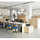 Bureau ERINO Bois MDF  Blanc  Gauche 4 tiroirs facade Bois 90x50x77 cm
