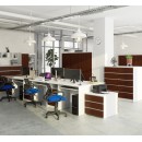 Bureau ERINO Bois MDF  Blanc  Gauche 4 tiroirs facade Marron 90x50x77 cm