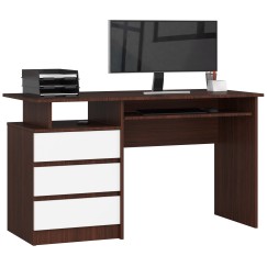 Bureau ERINO Bois MDF  Gauche  4 tiroirs facade Blanc 90x50x77 cm