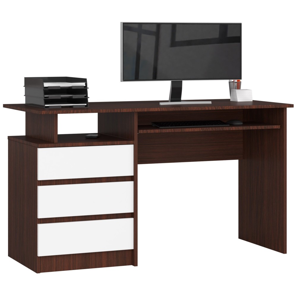Bureau ERINO Bois MDF Gauche 4 tiroirs facade Blanc 90x50x77 cm Bureau ERINO Bois MDF Gauche 4 tiroirs facade Blanc 90x50x77 cm