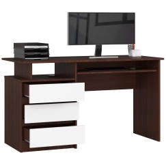 Bureau ERINO Bois MDF  Gauche  4 tiroirs facade Blanc 90x50x77 cm