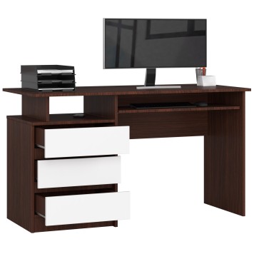 Bureau ERINO Bois MDF  Gauche  4 tiroirs facade Blanc 90x50x77 cm