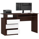 Bureau ERINO Bois MDF  Gauche  4 tiroirs facade Blanc 90x50x77 cm