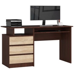Bureau ERINO Bois MDF  Gauche  4 tiroirs facade Marron 90x50x77 cm
