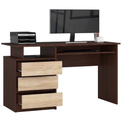 Bureau ERINO Bois MDF  Gauche  4 tiroirs facade Marron 90x50x77 cm