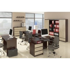 Bureau ERINO Bois MDF  Gauche  4 tiroirs facade Marron 90x50x77 cm