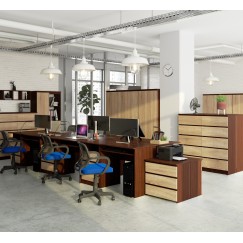 Bureau ERINO Bois MDF  Gauche  4 tiroirs facade Marron 90x50x77 cm
