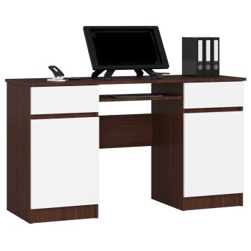 Bureau LINO Chêne 2 portes 2 tiroirs  5 étagères 135x50x77 cm