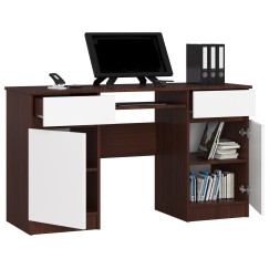 Bureau LINO Chêne 2 portes 2 tiroirs  5 étagères 135x50x77 cm