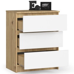 KOMODA K60 3SZ CLP DĄB ARTISAN / BIAŁY