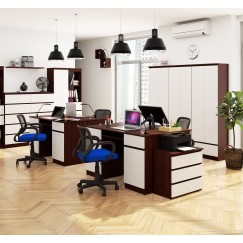 Bureau LINO Chêne 2 portes 2 tiroirs  5 étagères 135x50x77 cm