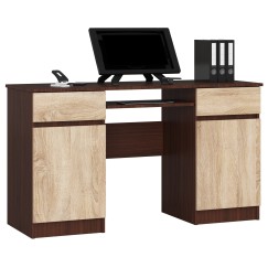 Bureau LINO Chêne 2 portes 2 tiroirs  5 étagères 135x50x77 cm