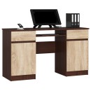 Bureau LINO Chêne 2 portes 2 tiroirs  5 étagères 135x50x77 cm