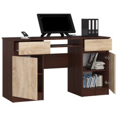 Bureau LINO Chêne 2 portes 2 tiroirs  5 étagères 135x50x77 cm